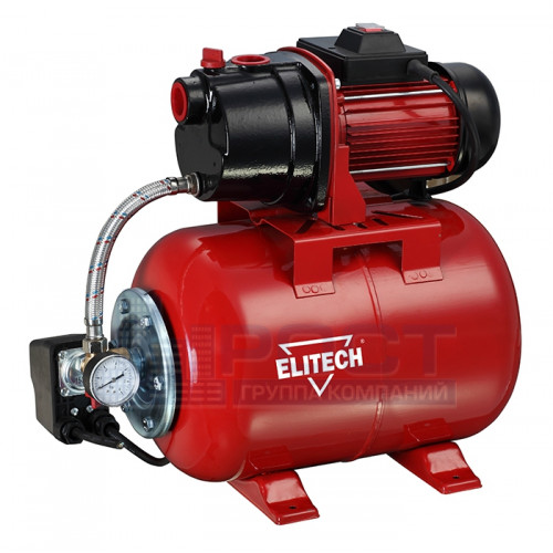 Насосная станция ELITECH САВ 1000Ч/24 1000Вт,60л\м,Н=45м,Гл=8м,1.5-3.0бар,ч\вод,чугун\сталь24л